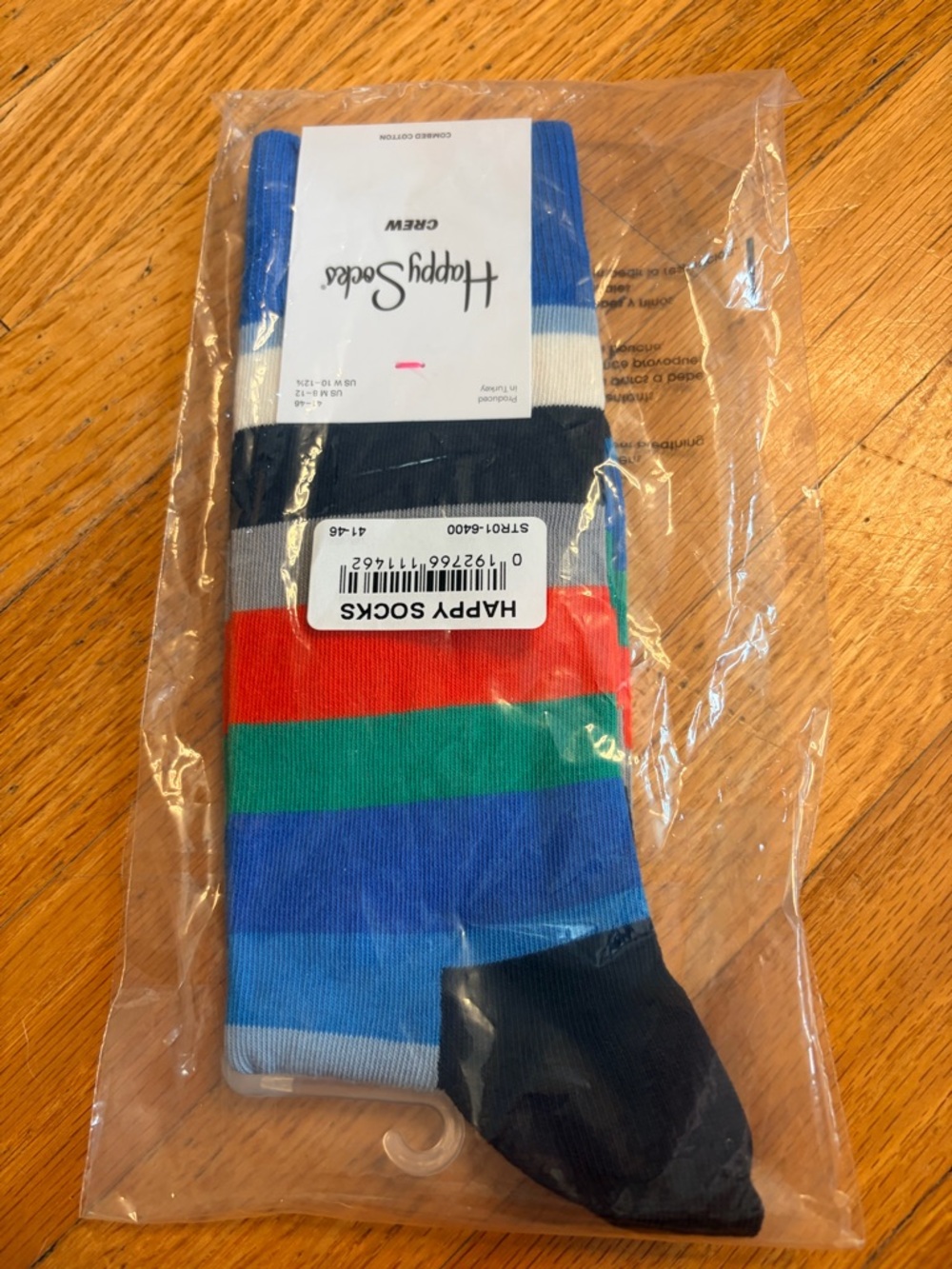 Happy Socks Striped Crew Socks - Blue, Green, Red & Black